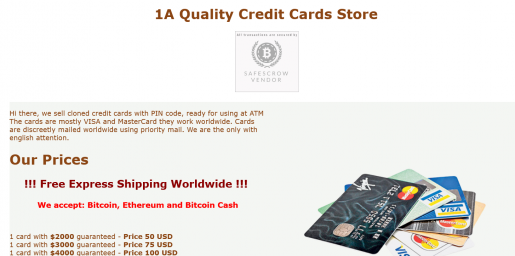 1A 
Quality Credit Cards Store